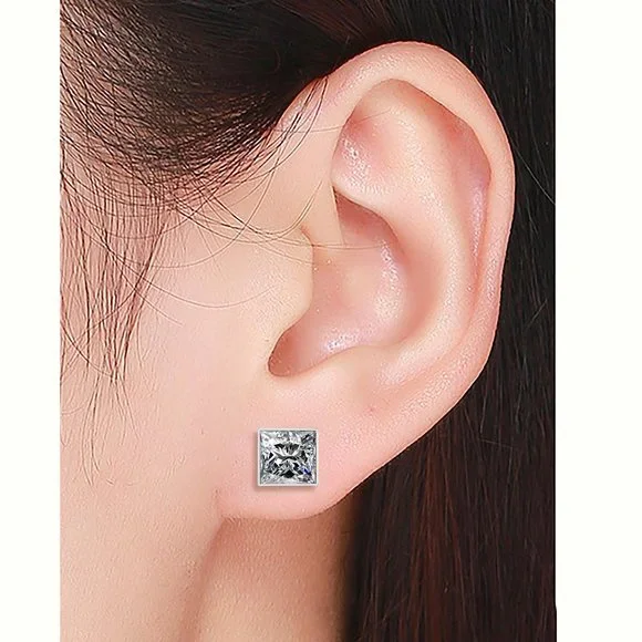 Square Swarovski Stud Earrings - Picture 3 of 3